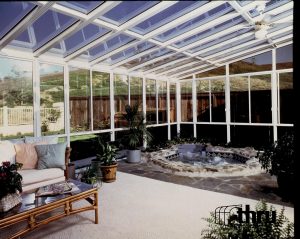 Sunroom with a glass roof